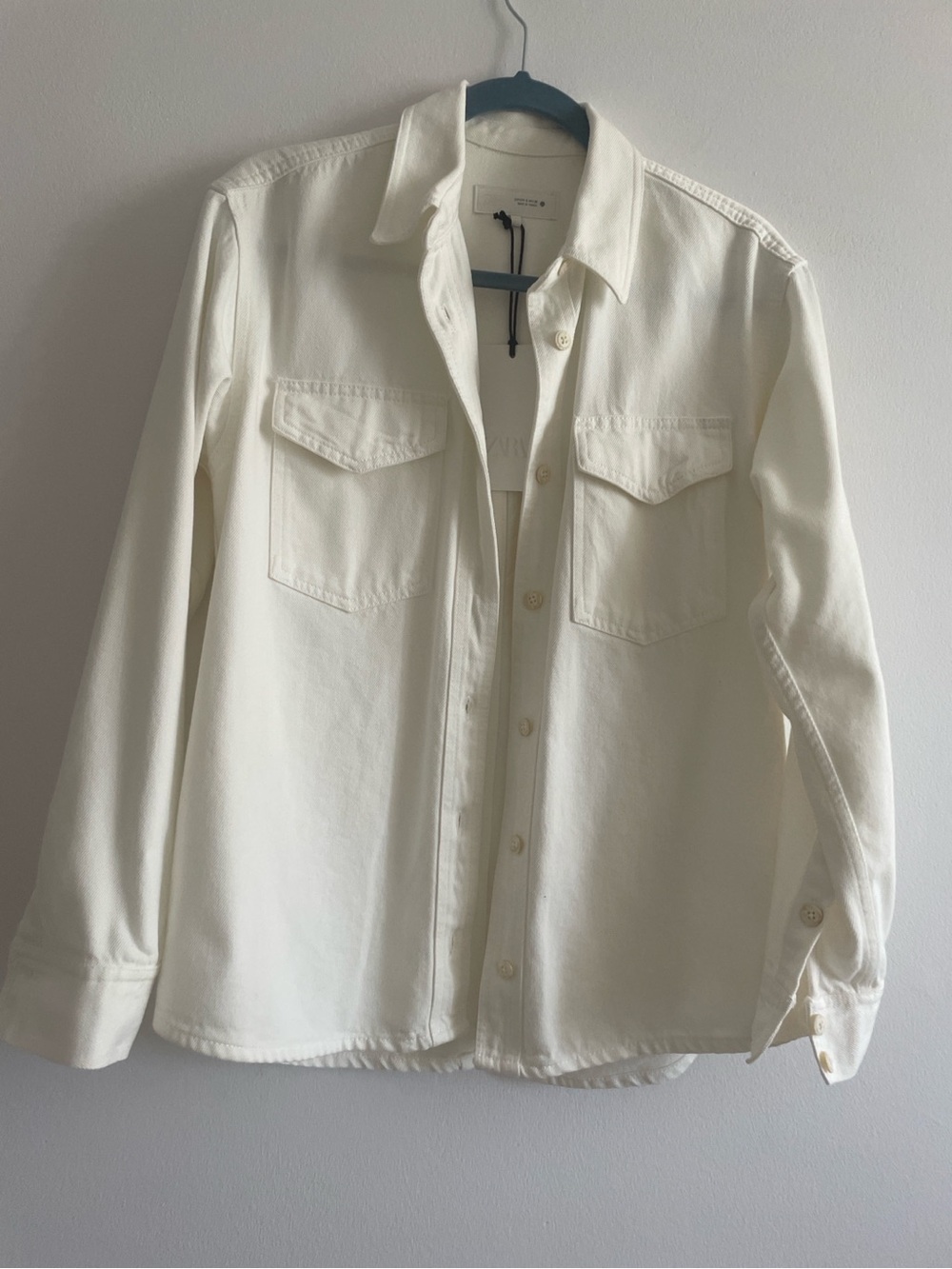 Zara Cream Button-Front Shirt Jacket - Picture 2 of 5